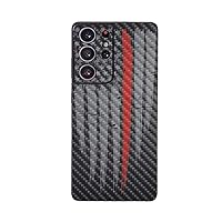 Mighty Skins Carbon Fiber Skin Compatible with Samsung Galaxy S21 Ultra - Thin Red Line | Protective, Durable Textured Carbon Fiber Finish | Easy to Apply | Made in The USA