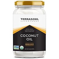 Terrasoul Superfoods Extra Virgin Organic Coconut Oil, 2 Pounds (Glass Jar)