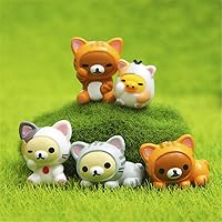 Miniature Cat Toys, 5 Pcs Cute Lucky Cosplay Cat Dolls Animal Action Figures Collection Toy Set for Miniature Garden Micro Landscape Decoration