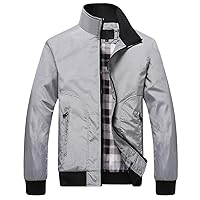 Men's Casual Lightweight Military Jacket Cotton Zip up Outerwear Coat Zip Up Coat with Pocket