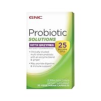 Probiotic Solutions with Enzymes with 25 Billion CFUs, 30 Capsules, Daily Probiotic Support