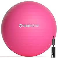 URBNFit Exercise Ball - Yoga Ball in Multiple Sizes for Workout, Pregnancy, Stability - Anti-Burst Swiss Balance Ball w/Quick Pump - Fitness Ball Chair for Office, Home, Gym