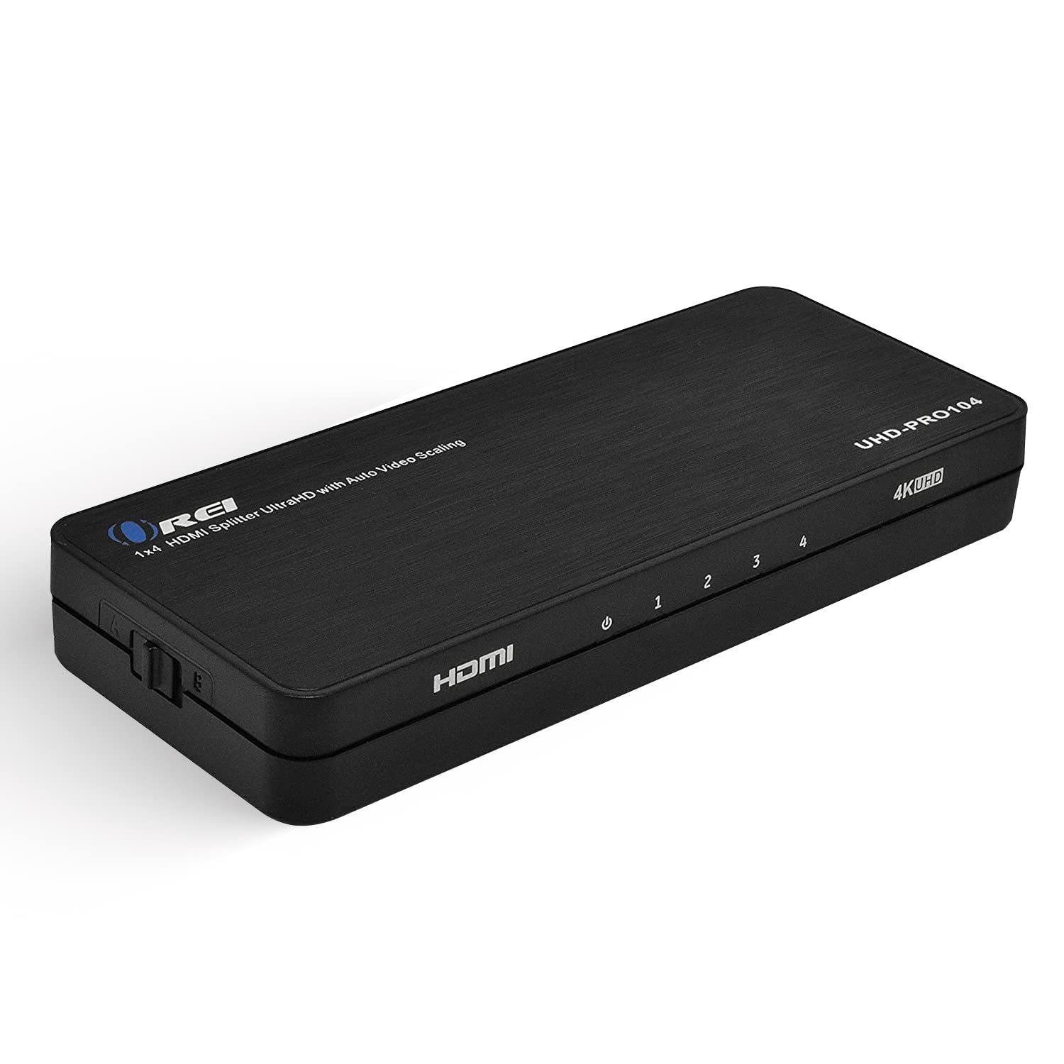 OREI 4K 1x4 HDMI Splitter Duplicater - with Down Scaler 4 Ports with Full Ultra HD, HDCP 2.2, Upto 4K at 60Hz, 1080p & 3D Supports EDID Control - UHDPRO-104, Model Number: UHD-PRO104