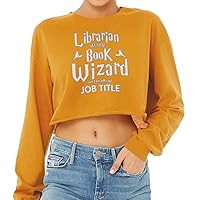 Cool Librarian Cropped Long Sleeve T-Shirt - Wizard Women's T-Shirt - Cool Long Sleeve Tee