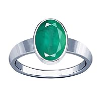 9.25-9.50 Carat Emerald Panna Gemstone Silver Plain Design Ring For Men & Women