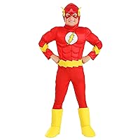 Fun Costumes Deluxe Classic Flash Costume for Kids, Red Superhero Suit for Movie Comic Cosplay, Hero Dress-Up & Halloween Large