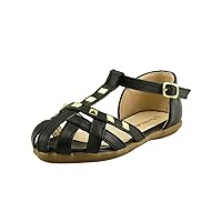 Girl's Stylish Closed Toe Cut Out Stud Summer Sandal T Strap Toddler Size
