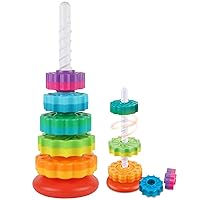 JUXUE Baby Spinning Toy, Rainbow Stacking Toys for Toddlers 1-3, Ring Stacker Toys for Babies 6-12 Months, 1 2 3 One Year Old Girl Boy Birthday Gifts, Brain Development Learning Toy