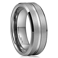 King Will Classic Tungsten Carbide Wedding Band Ring for Men - Available in Black, Silver, Gold, Blue, Brown, Red, and Purple Grooved Center Comfort Fit Suitable For Every Day Wear