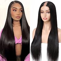 U Part Human Hair Wig Brazilian Straight Virgin Human Hair Wigs For Black Women Upgrade U Part Wigs Glueless Wigs Human Hair U Shape Wigs No Leave Out Lace Front Wigs 150% Density (20inch)