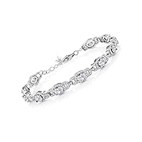 Gem Stone King 925 Sterling Silver Oval White Topaz Tennis Bracelet For Women (10.20 Cttw, 7 inch With 1 Inch Extender)