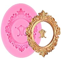 Baroque Photo Frame Fondant Mold Vintage Mirror Frame Molds Picture Frame Silicone Molds For Cake Decoration Cupcake Topper Candy Chocolate Sugar Craft Polymer Clay Gum Paste