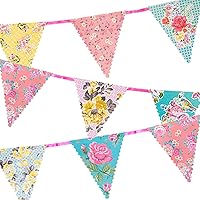 13ft | Vintage Floral Paper Bunting Garland, Truly Scrumptious, Mother's Day Decorations For Birthday, Garden Party, Afternoon Tea, Baby Shower, Daughter's Bedroom Décor