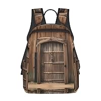 Rustic Stall Wooden Door print Lightweight Laptop Backpack Travel Daypack Bookbag for Women Men for Travel Work