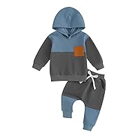 VISGOGO Baby Boy Clothes 3 6 Months,Toddler Hooded Outfits 12 18M Sweater Sweatpants Fall Winter Infant Clothing