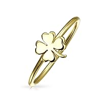 Bling Jewelry Delicate Saint Patrick's Good Luck Celtic Irish Lucky Shamrock Clover Ring For Women Teens Oxidized .925 Sterling Silver