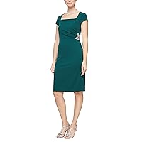 S.L. Fashions Women's Short Sleeve Sheath Night Out Dress Lace and Embellishment