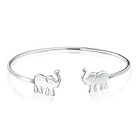 Bling Jewelry Delicate ZOO Animal Lucky Station Ball Beads Spacers Multi Charm Elephant Bracelet Bangle Cuff For Women Teens .925 Sterling Silver 7,7.5 Inch
