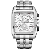 MEGIR Fashion Square Dial Watches Men Luxury Stainless Steel Watch Man Military Sports Wristwatch Waterproof Luminous Hands