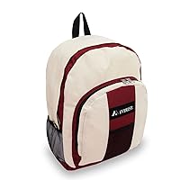 Everest Luggage Backpack with Front and Side Pockets, Burgundy/Beige, Large