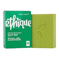 Ethique Invigorating Matcha, Lime, & Lemongrass Soap Bar - Body Wash for All Skin Types - Plastic-Free, Vegan, Cruelty-Free, Eco-Friendly, 4.23 oz (Pack of 1)