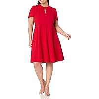 Tommy Hilfiger Women's Plus Size Belted Fit and Flare Midi Dress