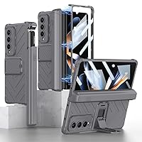 Capa for Samsung Galaxy Z Fold 4 Fold4 5G Case Magnetic Hinge Slide Pen Slot Front Glass Film Kickstand Holder Hard PC Cover,Gray,for Galaxy Z Fold 4