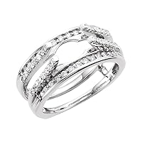 14k White Gold Diamond Size 7 Polished 0.5 Dwt Diamond Ring Guard Jewelry for Women