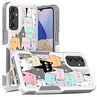 for Samsung Galaxy A15 5G, Cute Cats Pattern Shock-Absorption Hard PC and Inner Silicone Hybrid Dual Layer Armor Defender Case for Samsung Galaxy A15 5G (2024)