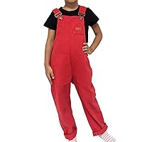 Peacolate 3-16T Little&Big Girls Rompers Loose Bib Overalls Jeans Denim Jumpsuits (Red,5-6Years)