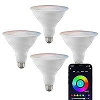 S11258/04 Starfish 15-Watt WiFi Smart LED Light Bulb, Works with Siri, Alexa, Google Assistant, SmartThings, 2700K-5000K, PAR38, 4 Pack