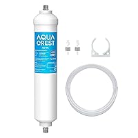AQUA CREST 5 Years Capacity -Inline Water Filter for Refrigerator with 1/4-Inch Direct Connect Fittings, Idea for Ice Maker, RV, Refrigerator, RO System, In Line Water Line Filter, Reduces PFAS/PFOA