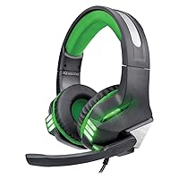 IQ Sound IQ-480G Pro-Wired Gaming Headset with Hi-Fi Stereo Headphones, Comfort, LED Lights, Universal Compatibility, Clear Conversations, in-Line Volume Control, for PC, Xbox, Playstation (Green)