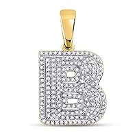 10kt Yellow Gold Mens Round Diamond Letter Bubble Initial Charm Pendant Fine Jewelry for Men 1/2 Cttw Fine Jewelry For Him
