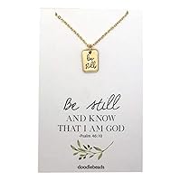 Be Still Necklace Gold Be Still and Know that I am God, Uplifting inspiring bible verse scripture necklace, Christian jewelry with 16