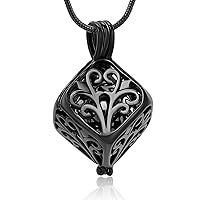 Cremation Jewelry Urn Pendant Necklaces for Ashes Hollow Square Solid with Mini Urns Keepsake for Ashes