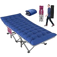 Camping Cot, Cot for Adults 450lbs Load Capacity, Folding Cot with Carry Bag, Pad, Portable Camp Bed Tent Camp Cots for Sleeping,Home Office Travel Beach Napping Red Cot