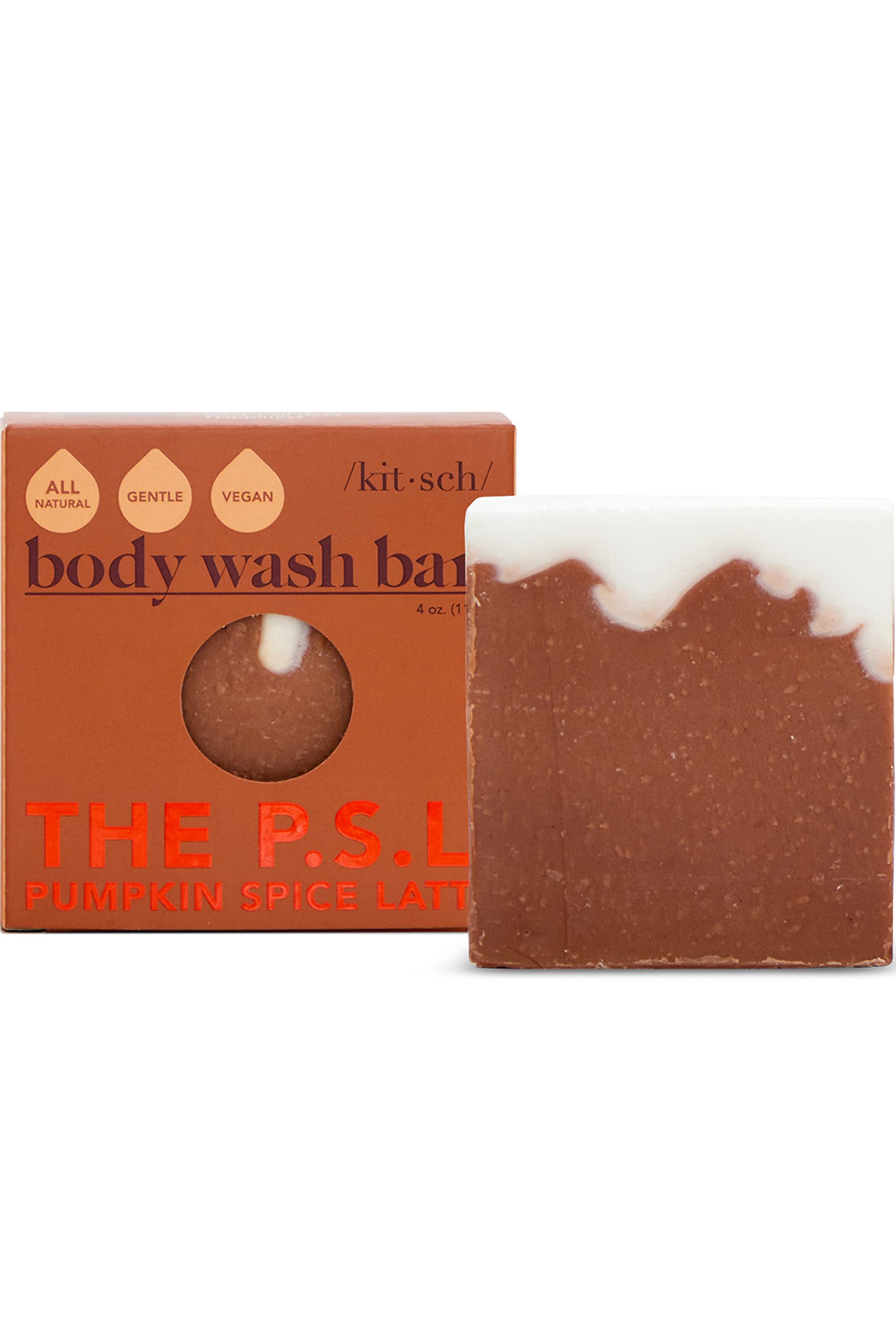 Kitsch Pumpkin Spice Latte Body Wash Bar | Vegan & Gentle | Made in US | Paraben & Sulfate-Free | Cleansing & Moisturizing Body Soap & Bar Soap for Men & Women, Bottle-Free Beauty Bar | All Natural Fragrance