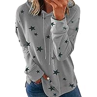 Women's Casual Star Print Hoodie Sweatshirt Fall Long Sleeve Pullover Tops Teen Girl Loose Comfy Hoodies Y2K Clothes