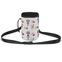 Summer Pattern with Raccoon Cute Dog Treat Pouch Walking Bag Holder Training Drawstring Pocket 3 Ways to Wear