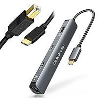 CableCreation 6-in-1 USB-C Hub with 4K 60HZ HDMI Bundle with USB B to USB C Printer Cable 6.6FT