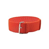 HNS 20mm Orange Perlon Braided Woven Watch Strap with Silver Buckle