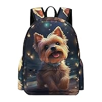 Lovely Yorkie Dog Laptop Backpack for Women Men Cute Shoulder Bag Printed Daypack for Travel Sports Work