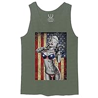 Marilyn Monroe Patriotic 4th of July American Flag Cool Graphic Hipster USA Stripes Summer Men's Tank Top