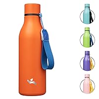 Insulated Water Bottle with Strap,18oz Double Wall Stainless Steel Vacuum Bottles Metal Water Flask,Orange