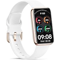 Slim Fitness Tracker with 24/7 Heart Rate, Blood Oxygen, Blood Pressure and Sleep Tracking, IP68 Waterproof Activity Trackers and Smart Watches with Step Tracker, Pedometer for Women Kids Lunar White