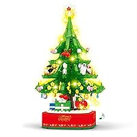 Christmas Building Block Tree Toy Gift Assembled Light Series Rotating Music Box Jenga601090ChristmasCottage