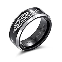 Laser Etched Catholic Religious Black Christ Thorn Titanium Band Ring For Men Comfort Fit 8MM