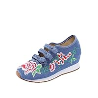 Flower Embroidery Women Cotton Cloth Shoes Ladies Vintage Chinese Style Soft Canvas Walking Flats Platform