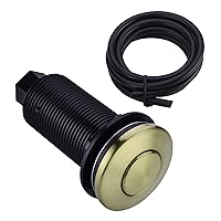 Sink Top Garbage Disposal Air Switch Button with Air Hose, Brushed Gold-Long Button with Brass Cover